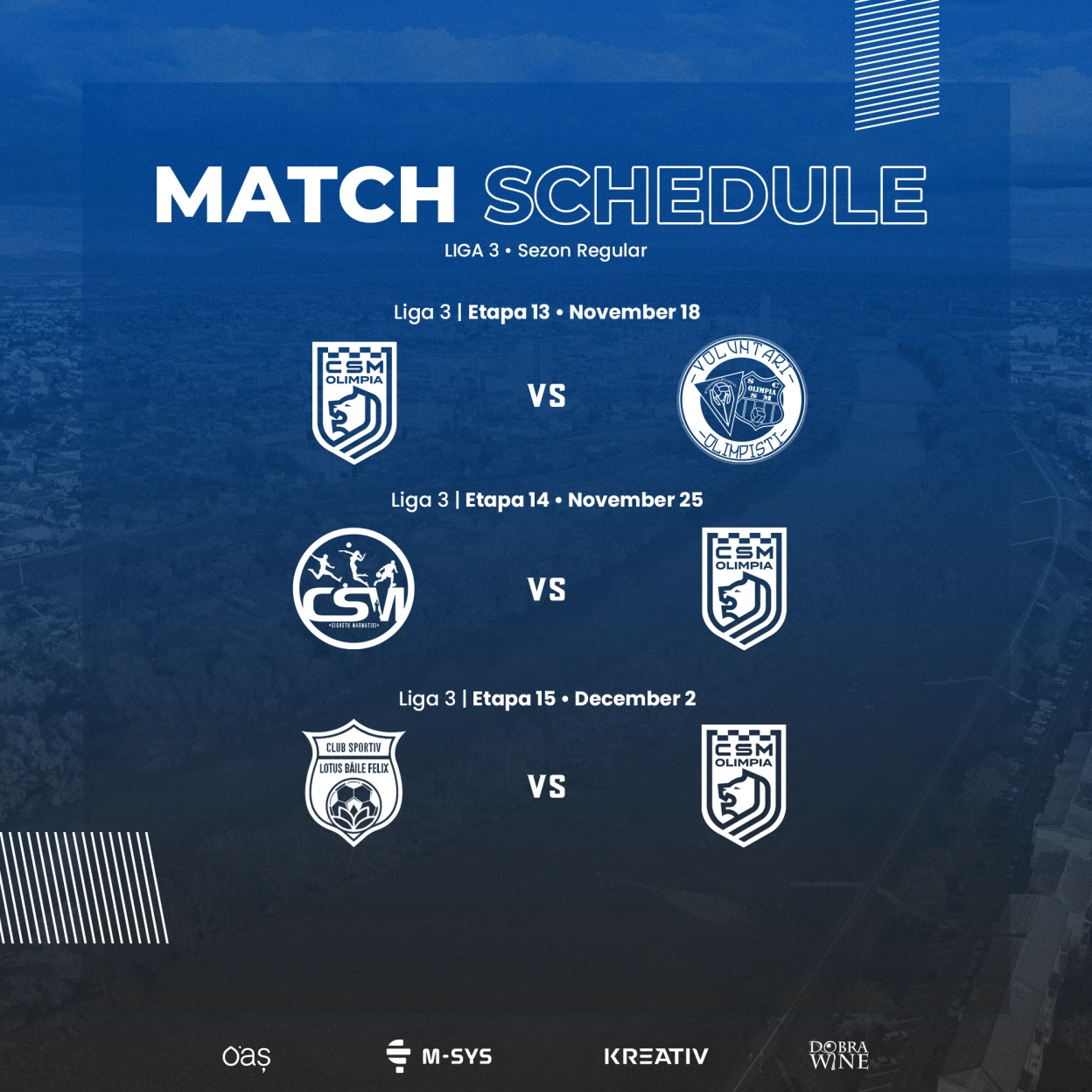 CSM Olimpia Satu Mare a anunțat programul pentru următoarele trei etape din sezonul regular