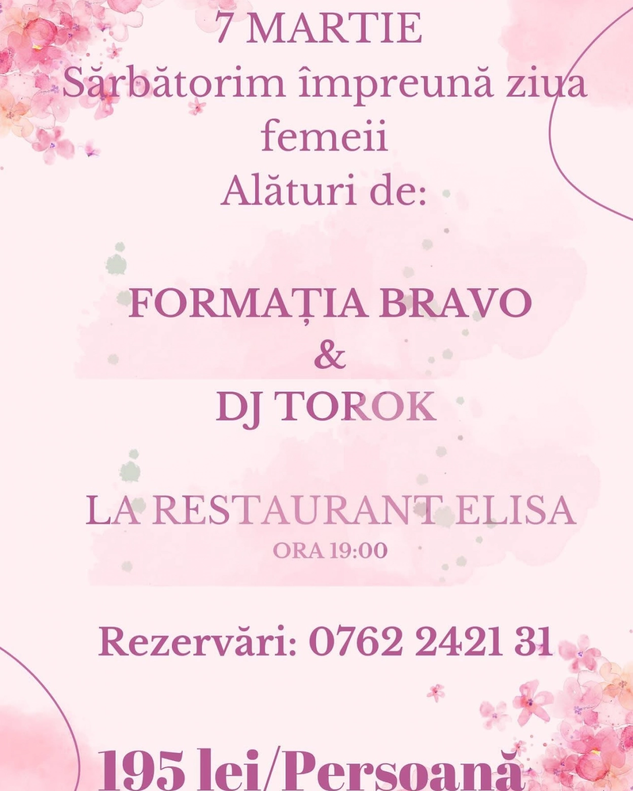  7 Martie Special la Restaurant Elisa – O Seară de Neuitat! 