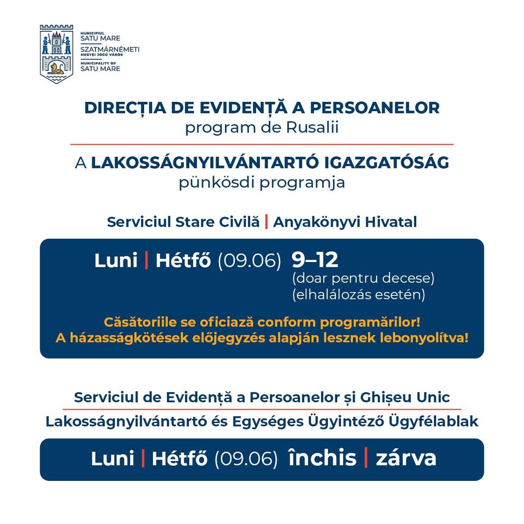 Program special la Direcția de Evidență a Persoanelor de Rusalii