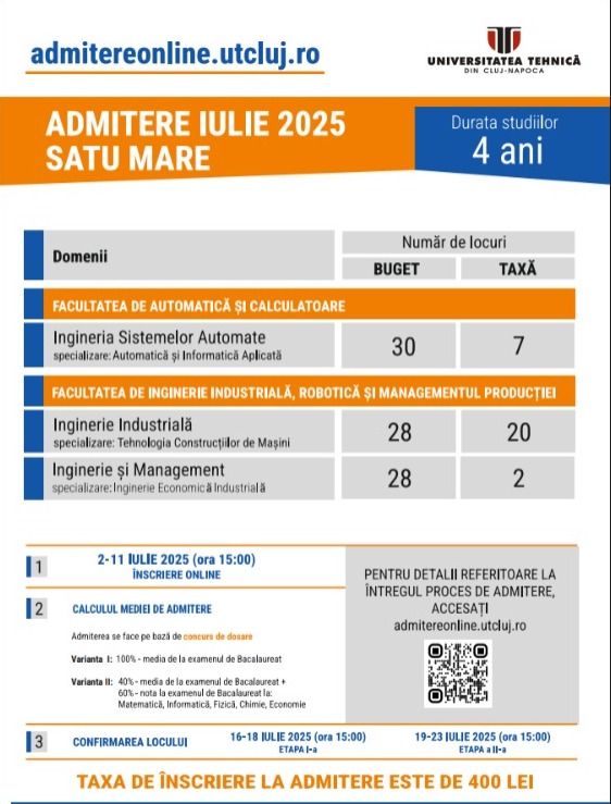 Universitatea Tehnică din Cluj-Napoca și Primăria Satu Mare promovează oferta educațională UTCN