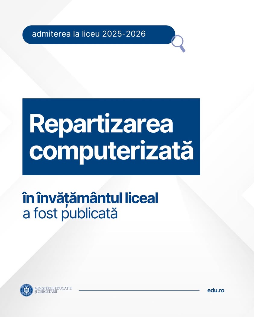 Repartizarea computerizată a elevilor de clasa a VIII-a a fost publicată