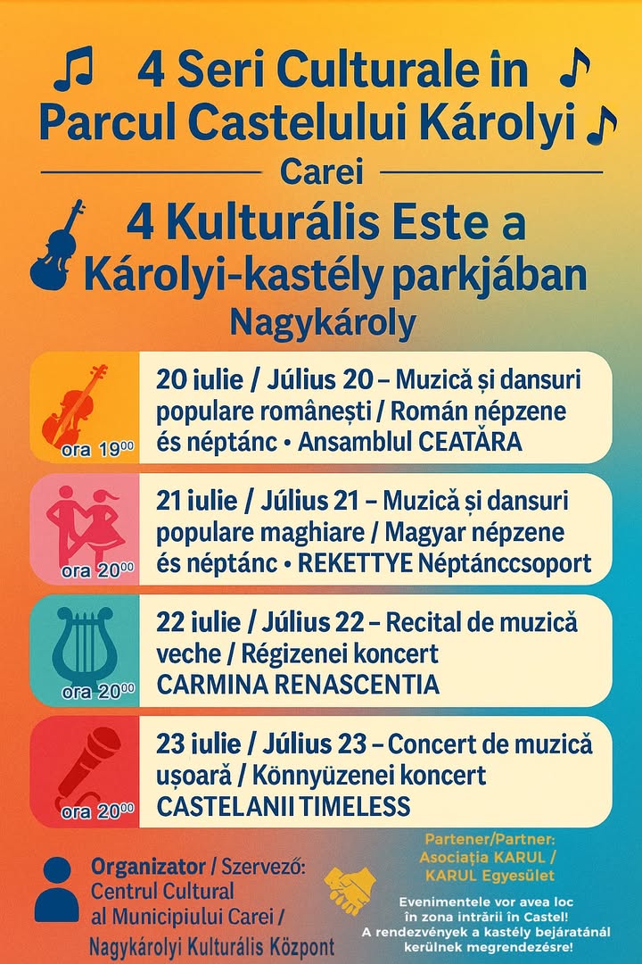 Serii culturale în parcul Castelului Károlyi din Carei