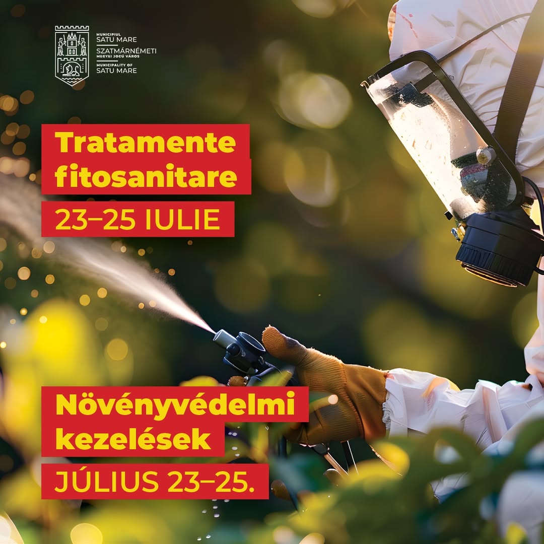 Tratament fitosanitar în Satu Mare între 23-25 iulie 2025