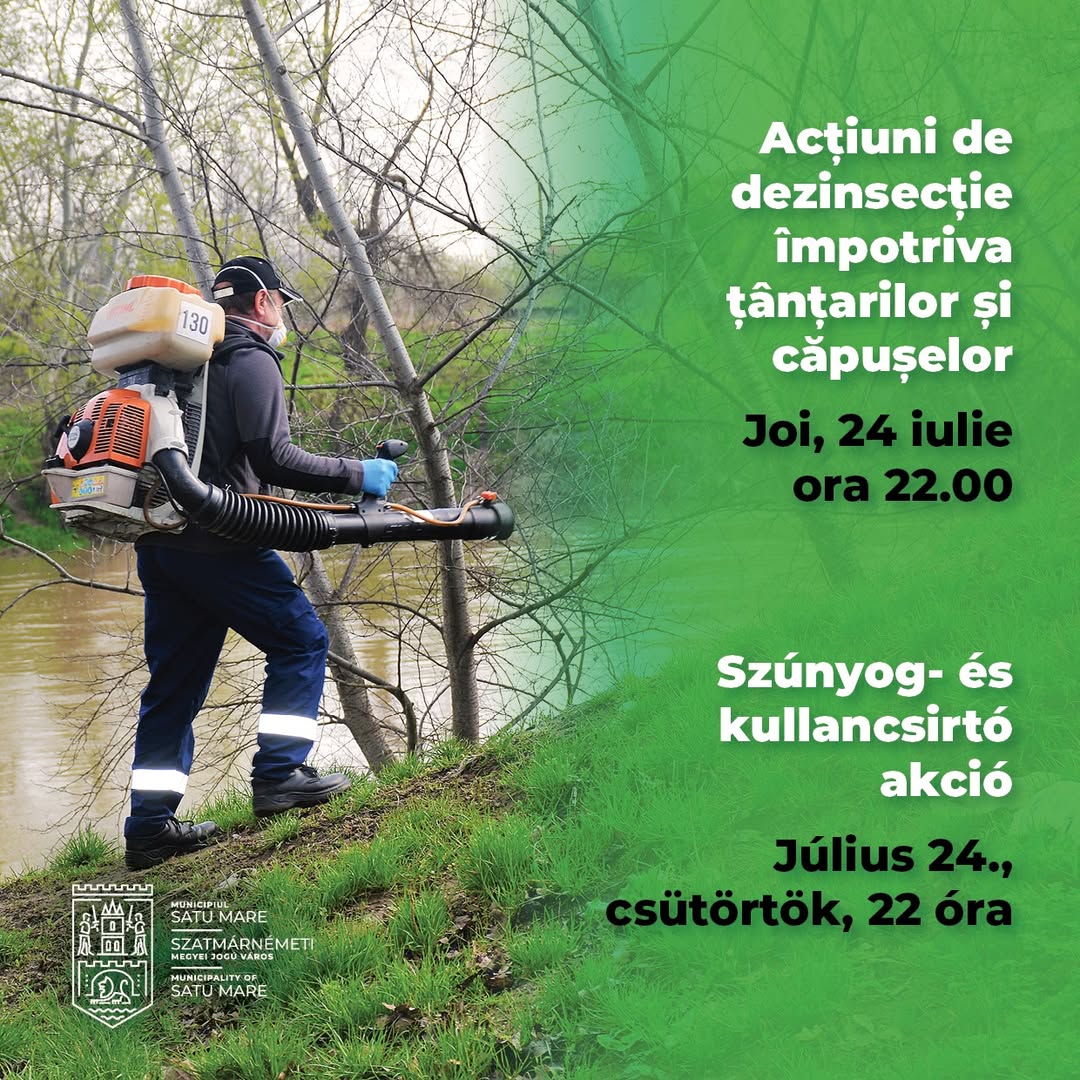 Dezinsecție împotriva căpușelor și țânțarilor în Satu Mare