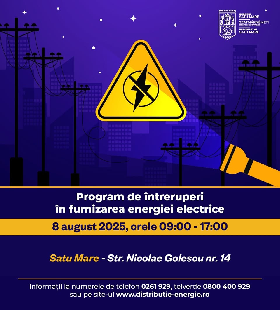 Satu Mare: întreruperi programate de energie electrică în municipiu