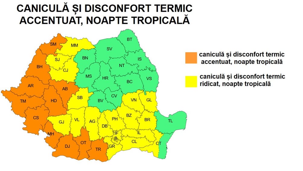 Avertizare meteo: cod portocaliu de caniculă pentru zone din vestul țării