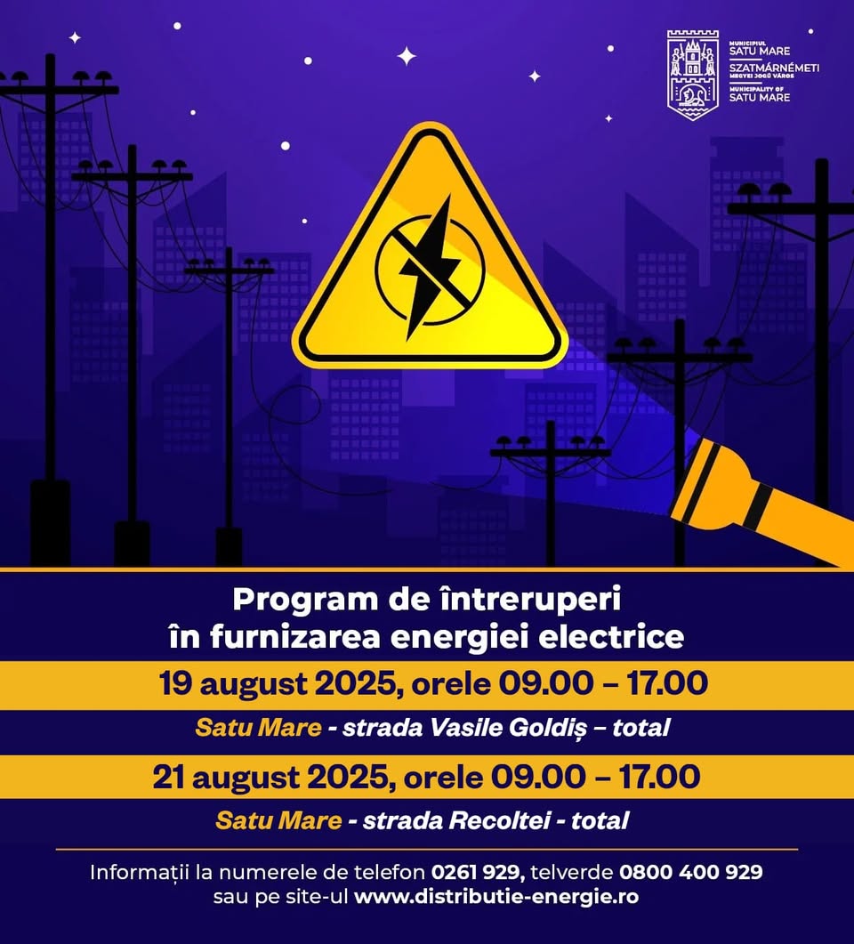 Întreruperi de energie electrică în Satu Mare