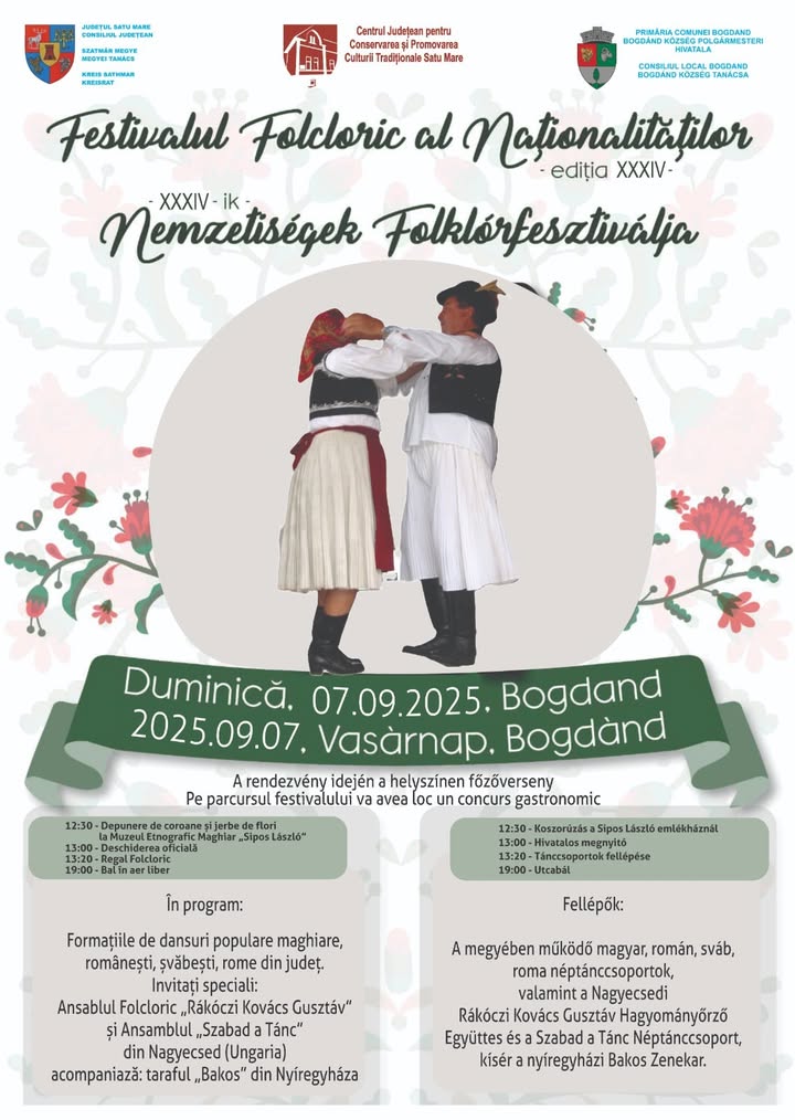 Festivalul folcloric al naționalităților de la Bogdand ajunge la ediția a XXXIV-a