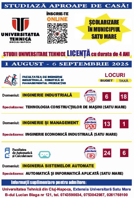 Universitatea Tehnică din Cluj promovează specializările de la Satu Mare pentru piața muncii
