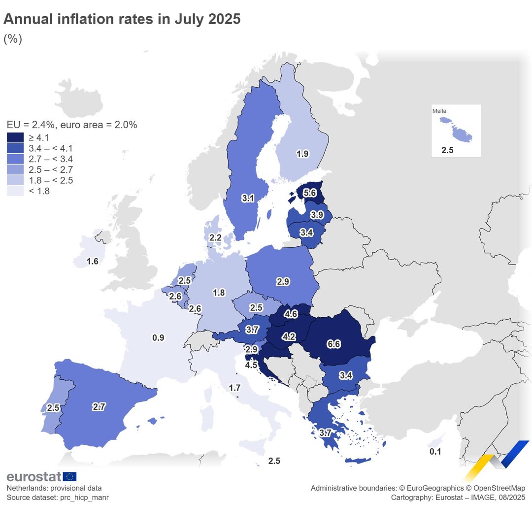 Inflația anuală în zona euro, 2,0%, în timp ce în UE ajunge la 2,4%