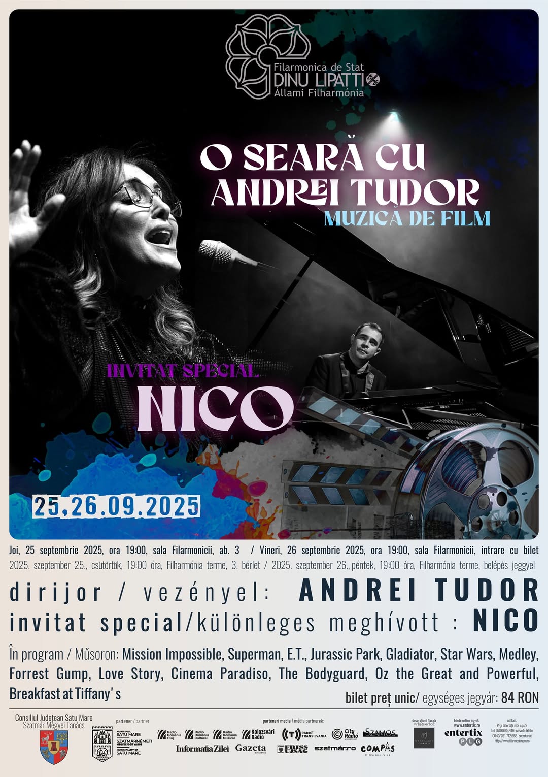Sunt cu Nico la Satu Mare, concert de film la Filarmonică