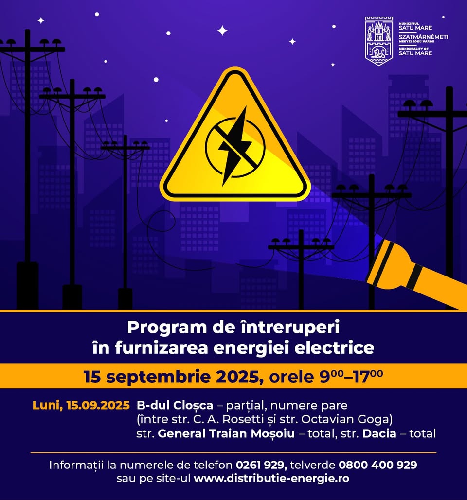 Întreruperi de energie electrică în Satu Mare