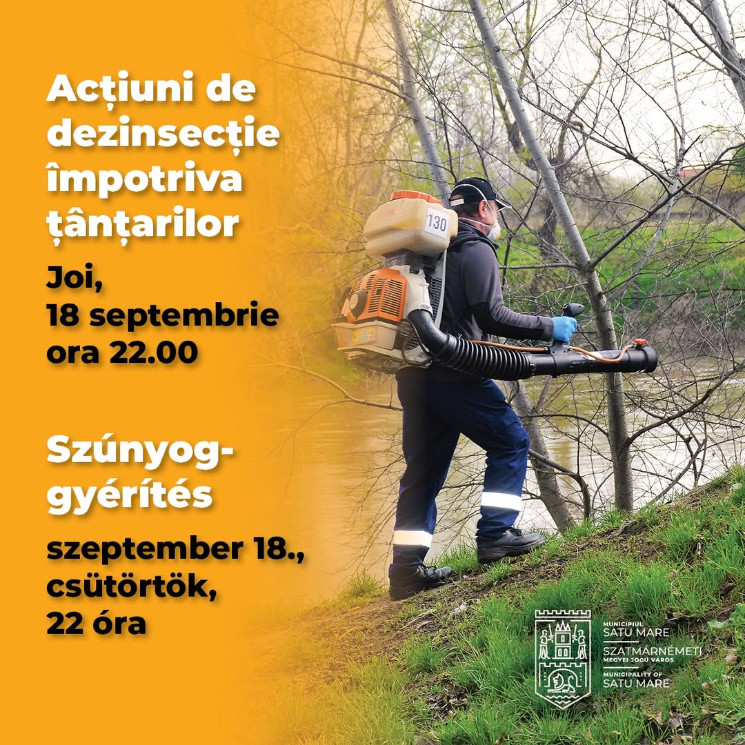 Dezinsecție împotriva țânțarilor în Satu Mare, joi seara