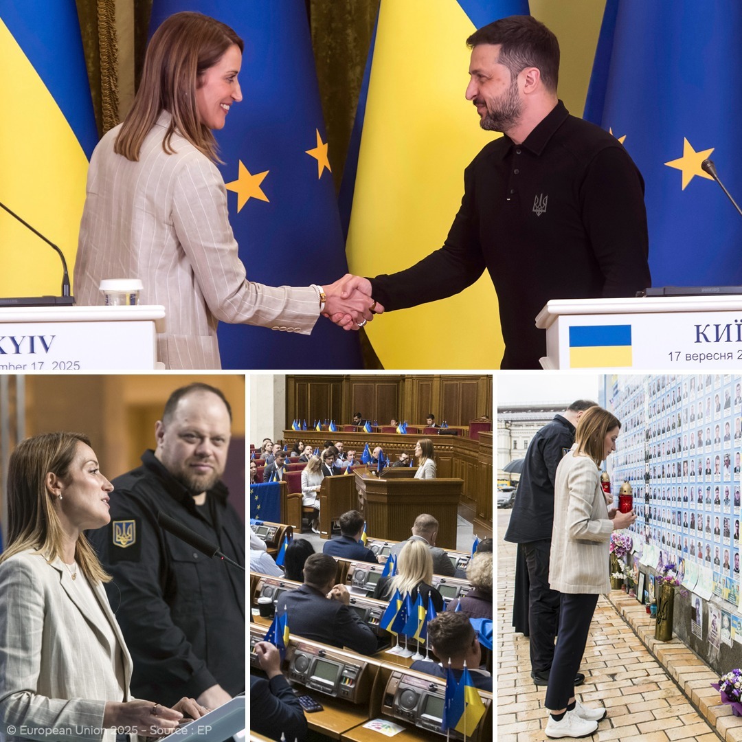 Metsola, în Ucraina, sprijin ferm în 1300 de zile de război