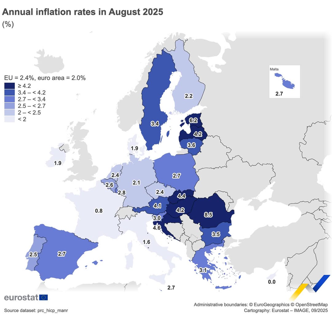 Inflația din UE, cel mai scăzut nivel din ultimii ani în unele state, în timp ce România înregistrează cele mai mari creșteri