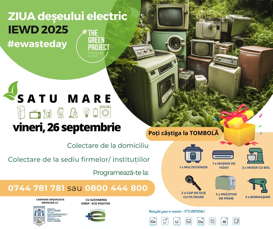 Satu Mare organizează colectare de aparate electrice pe 26 septembrie 2025