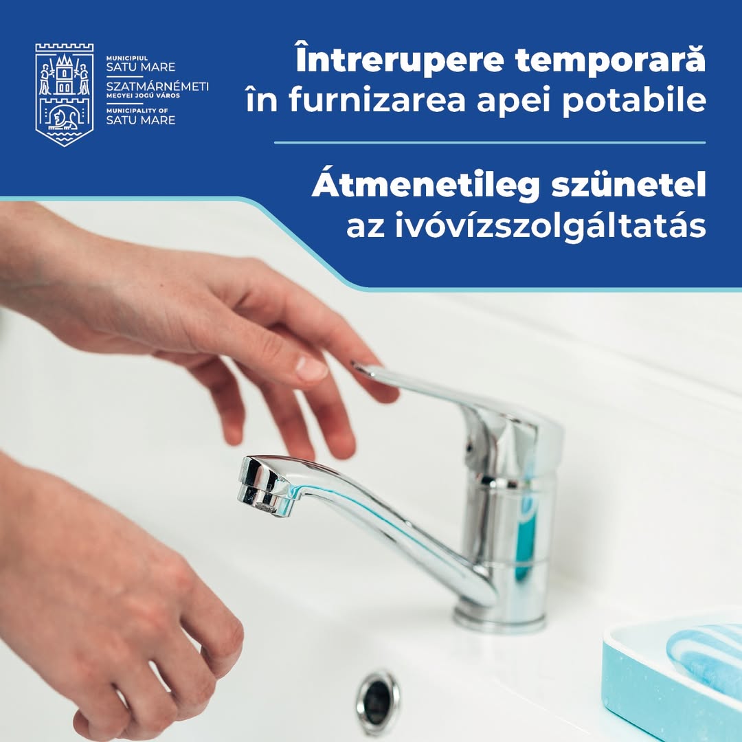 Lucrări de remediere a unei avarii afectează furnizarea apei în Satu Mare