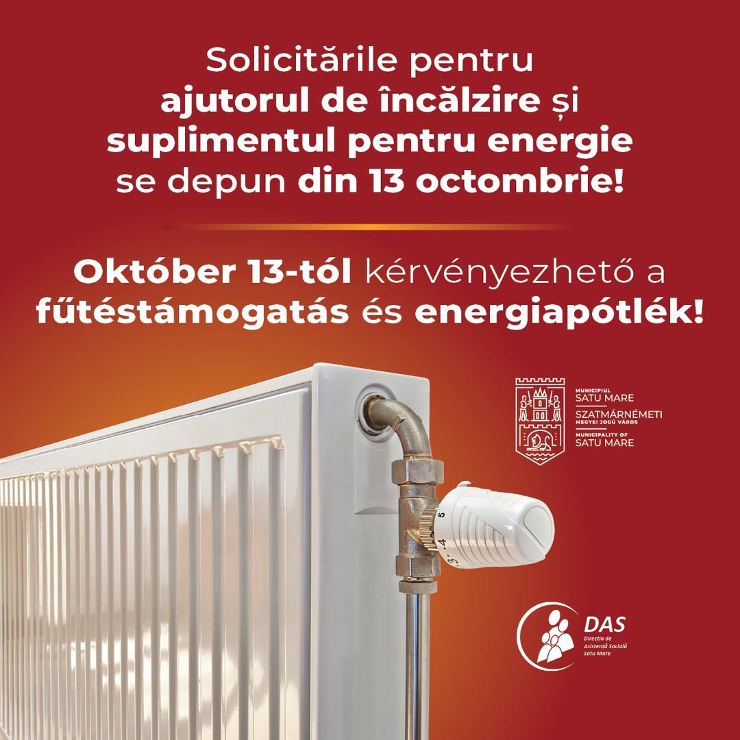 Ajutor pentru încălzire și energie disponibil în Satu Mare din 13 octombrie
