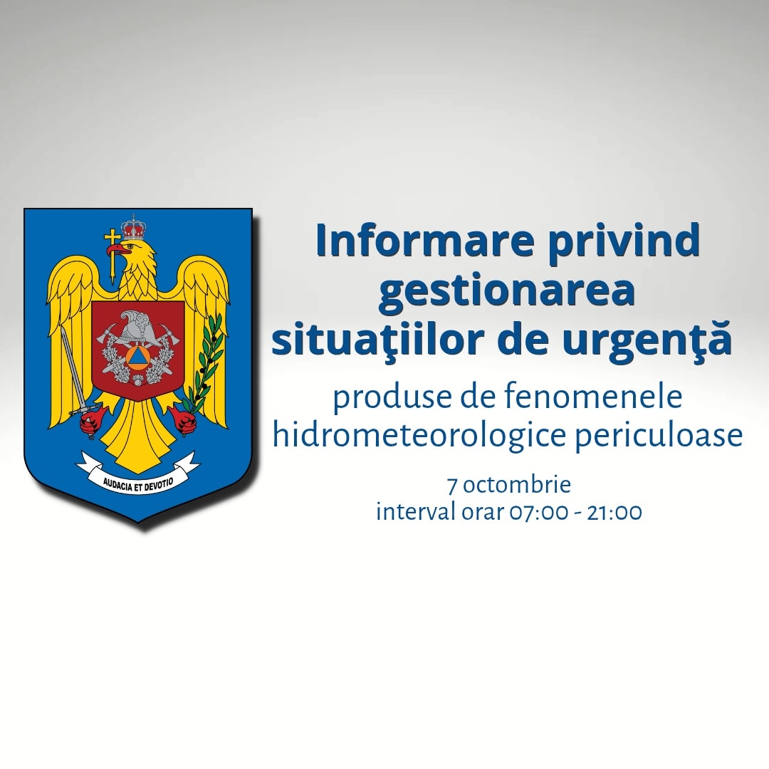 Situație de urgență în România cauzată de fenomene hidrometeorologice periculoase