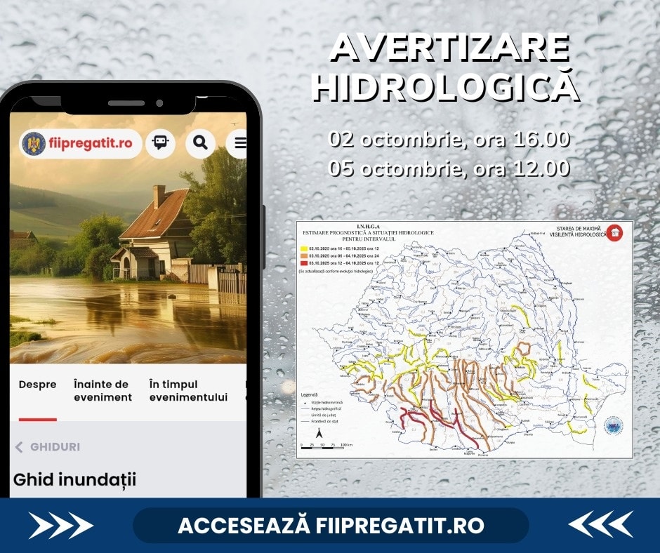 Avertizare hidrologică pentru râu și posibile inundații locale