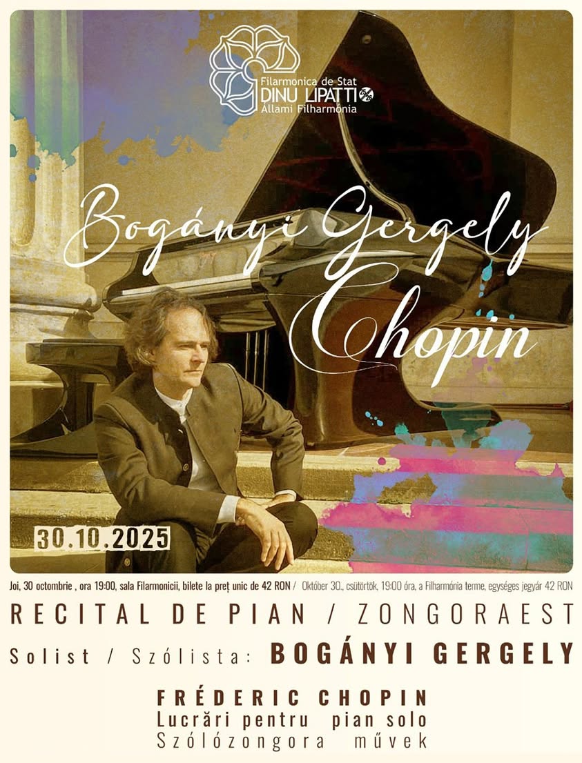 Filarmonica de Stat Dinu Lipatti invită publicul la un recital de pian cu Bogányi Gergely