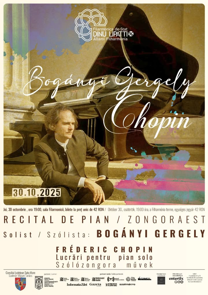 Recital de pian Bogányi Gergely interpretează Chopin la Satu Mare