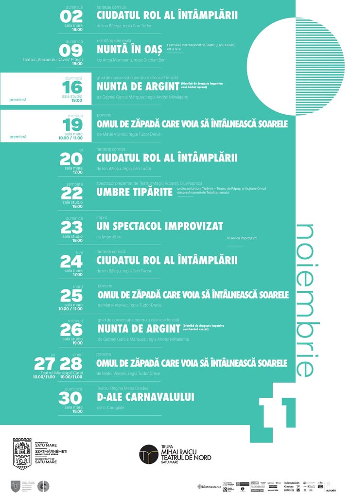 Programul spectacolelor în noiembrie 2025 la Teatrul de Nord