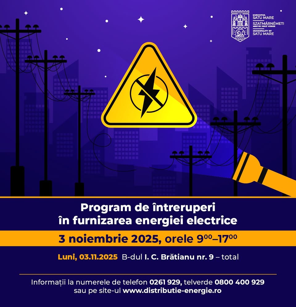 Satu Mare: întreruperi temporare în alimentarea cu energie electrică