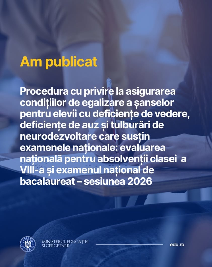 A fost publicată procedura pentru susținerea examenelor pentru elevii cu dizabilități