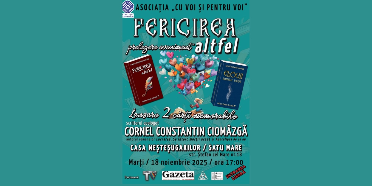 Prelegere Evenimente - Fericirea altfel | Lansare 2 cărți memorabile