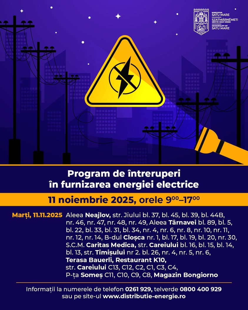 Întreruperi de energie electrică în Satu Mare