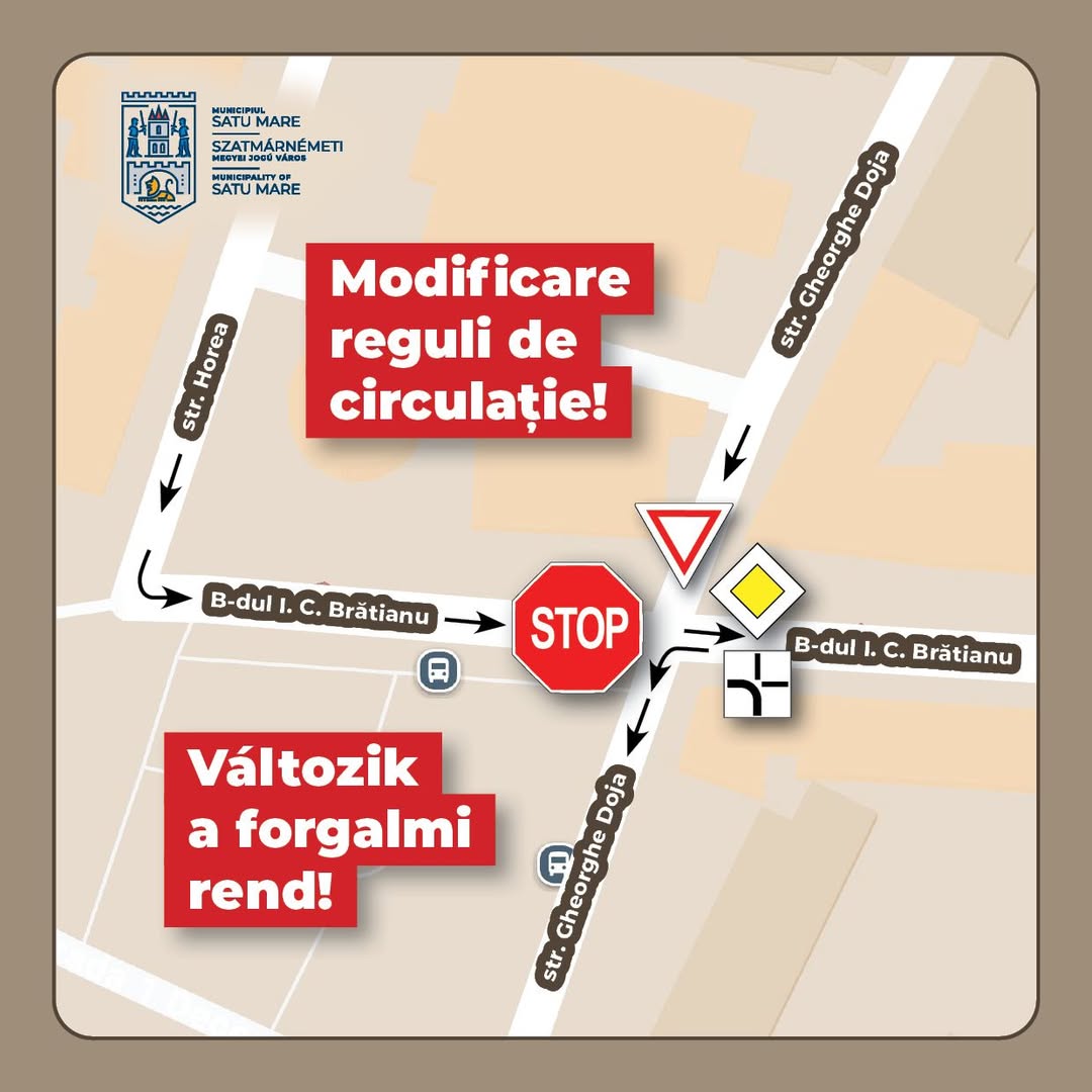 Schimbare în circulație pe strada I.C. Brătianu din Satu Mare