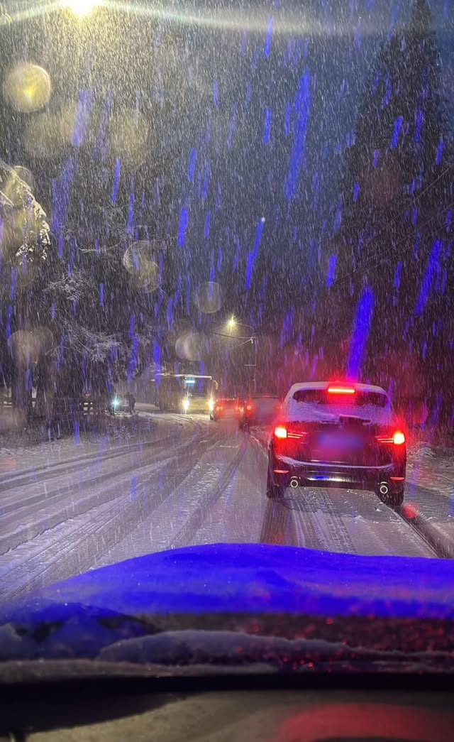 Trafic îngreunat din cauza ninsorii în județul Sibiu