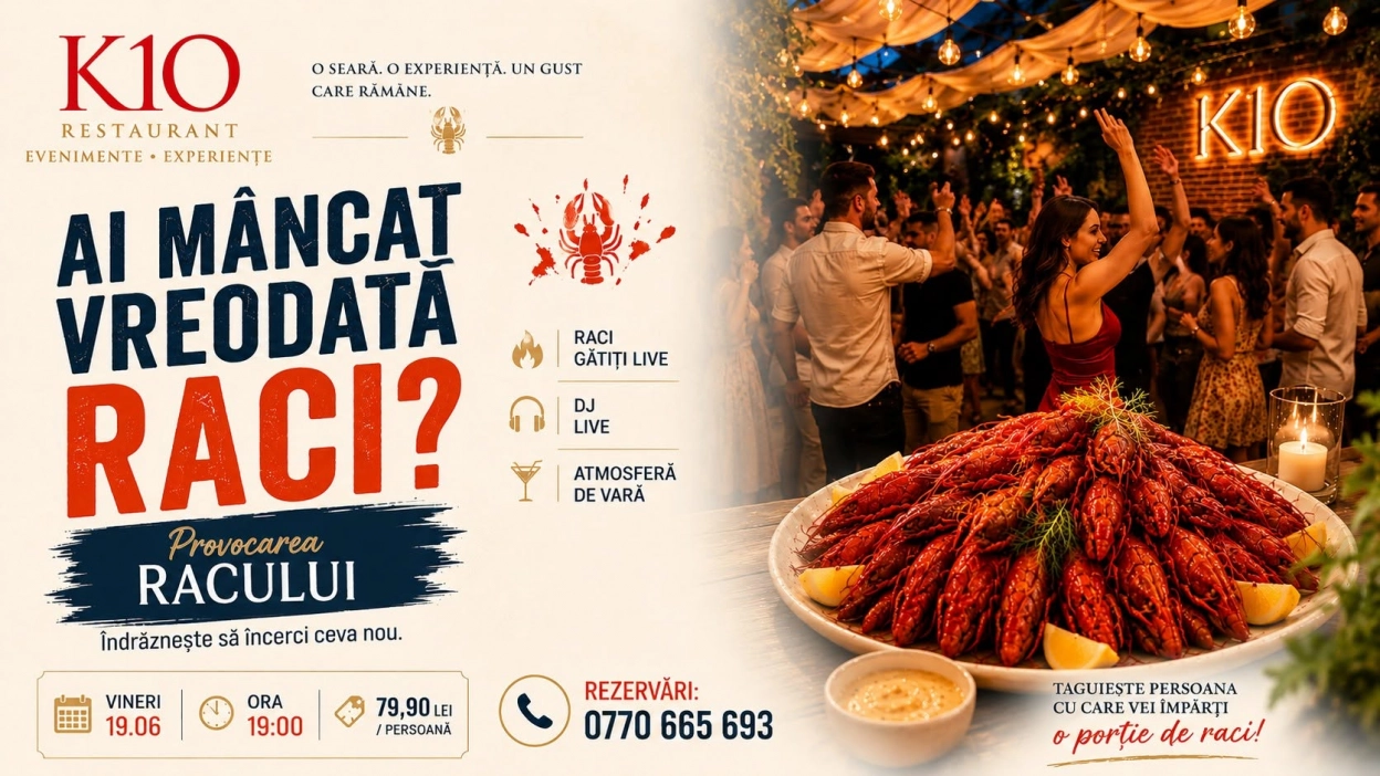 Seara de Raci la K10 – Raci Gătiți Live, DJ și Atmosferă de Vară | 19 Iunie