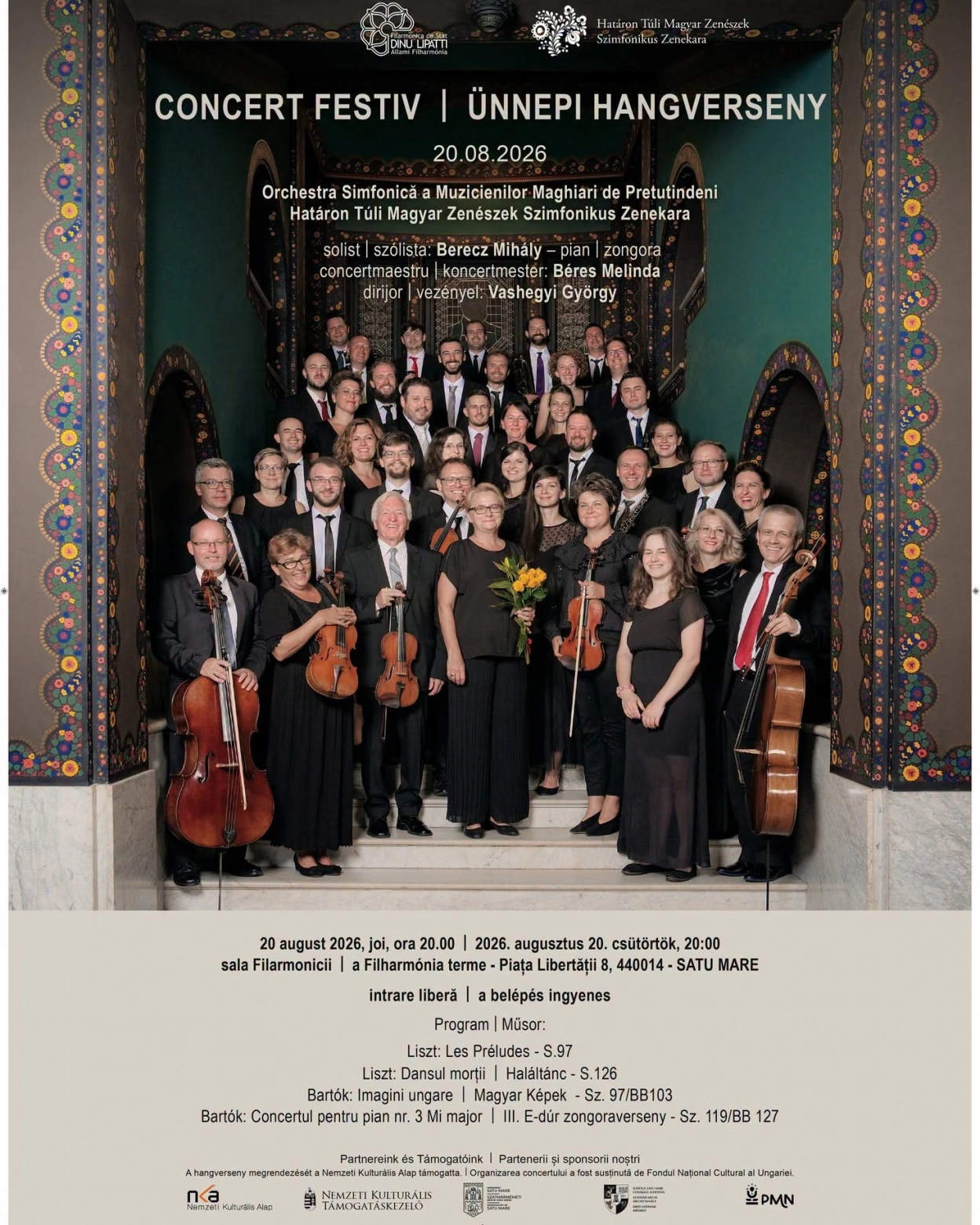 CONCERT FESTIV | 20 august | Sala Filarmonicii de Stat „Dinu Lipatti” | Satu Mare