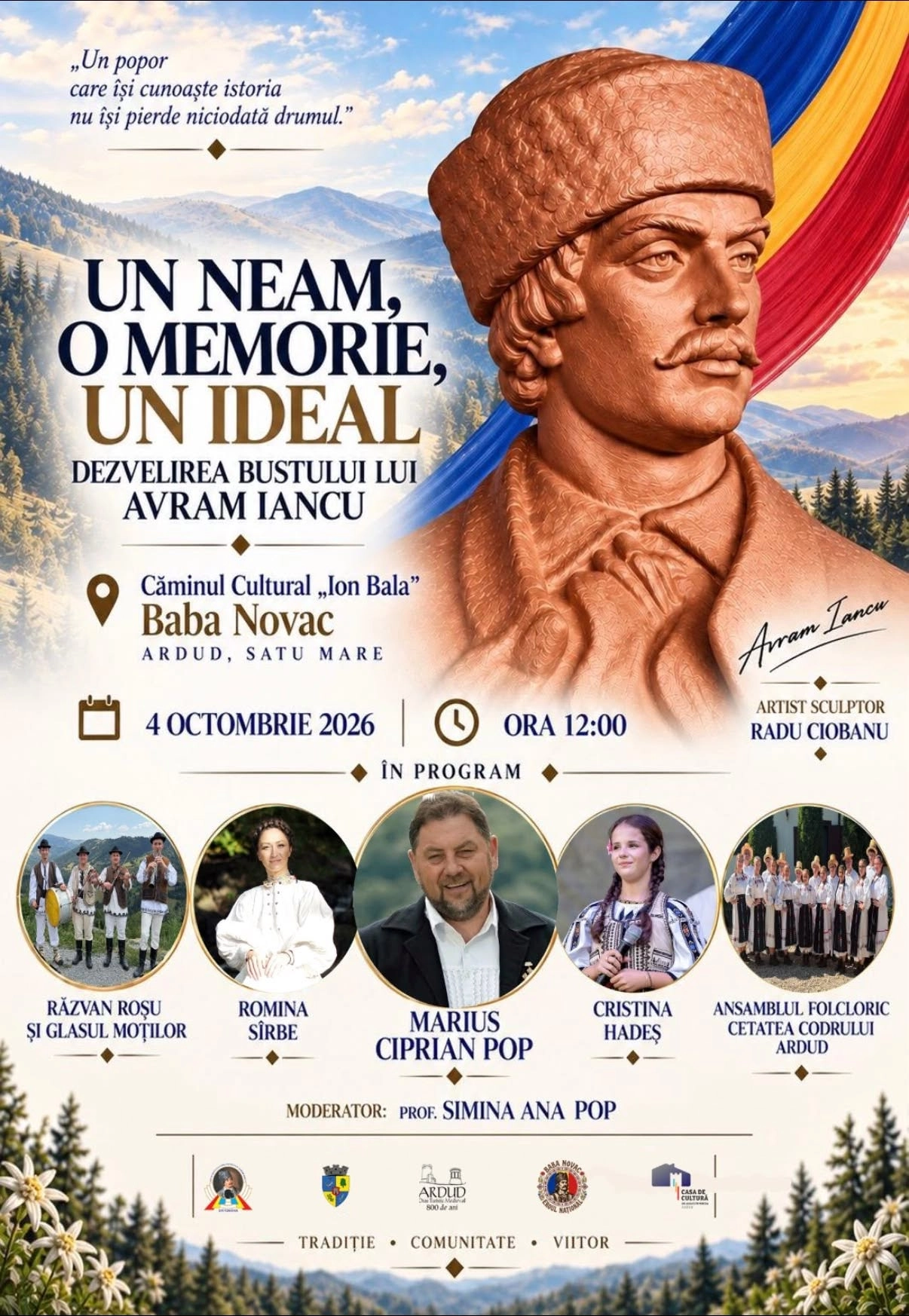 Avram Iancu – un simbol, o memorie, un ideal |  Căminul Cultural „Ion Bala”, Baba Novac, Ardud 