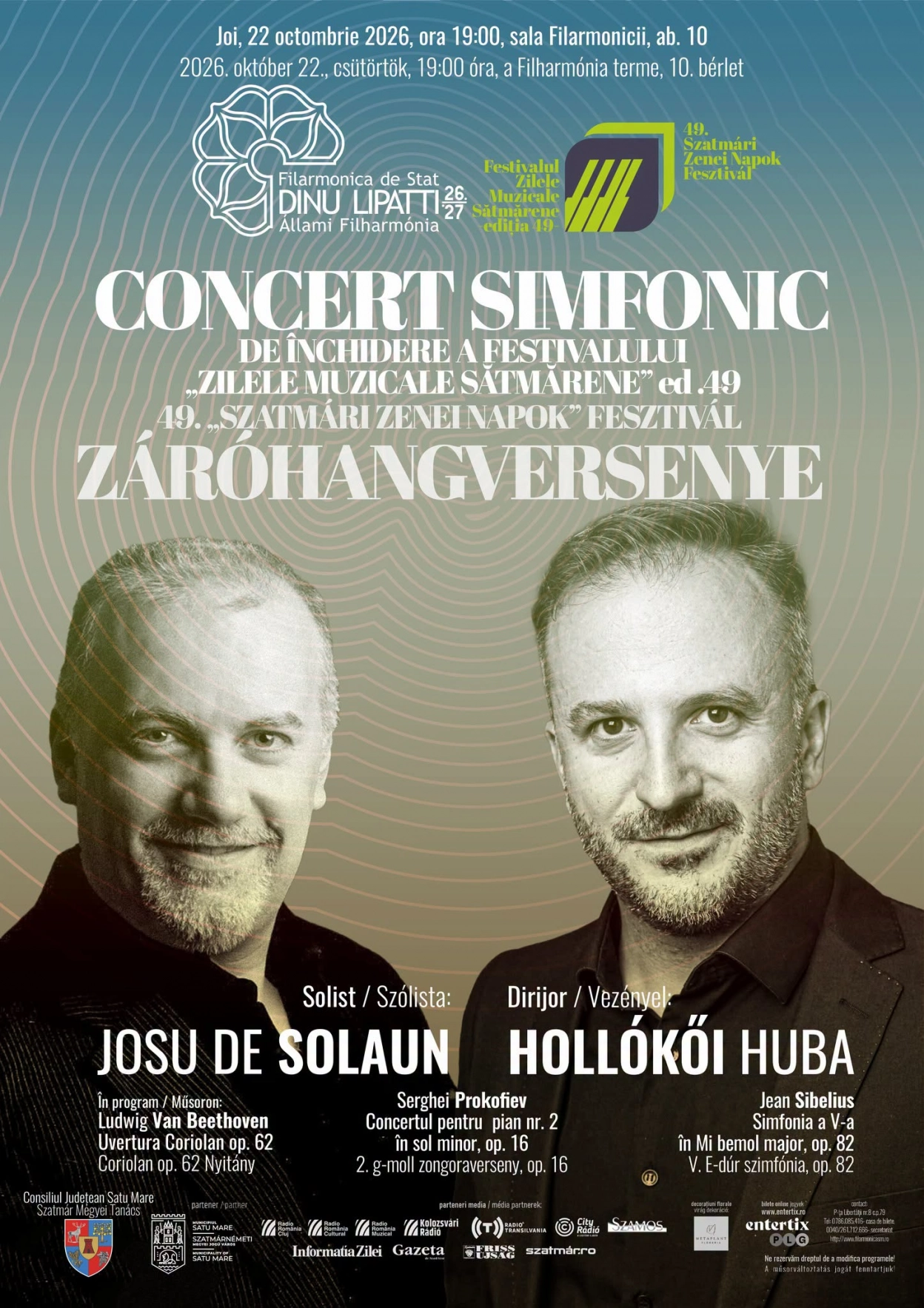 CONCERT SIMFONIC – ÎNCHIDEREA FESTIVALULUI „ZILELE MUZICALE SĂTMĂRENE”, EDIȚIA A 49-A